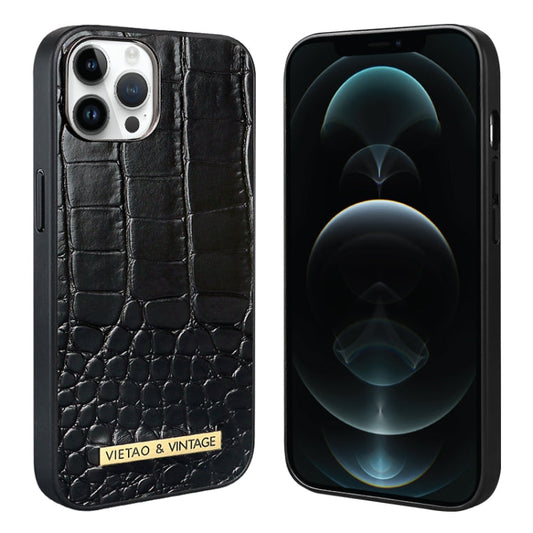 Pour iPhone 12 Pro Max VIETAO Housse de téléphone en PU texture alligator (Noir)