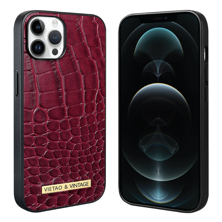 For iPhone 12 Pro Max VIETAO Alligator Texture PU Phone Case(Red)