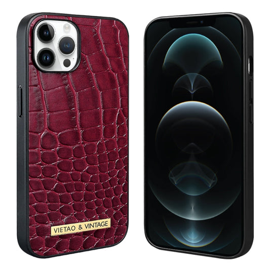 Pour iPhone 12 Pro Max VIETAO Housse de téléphone en PU texture alligator (Rouge)