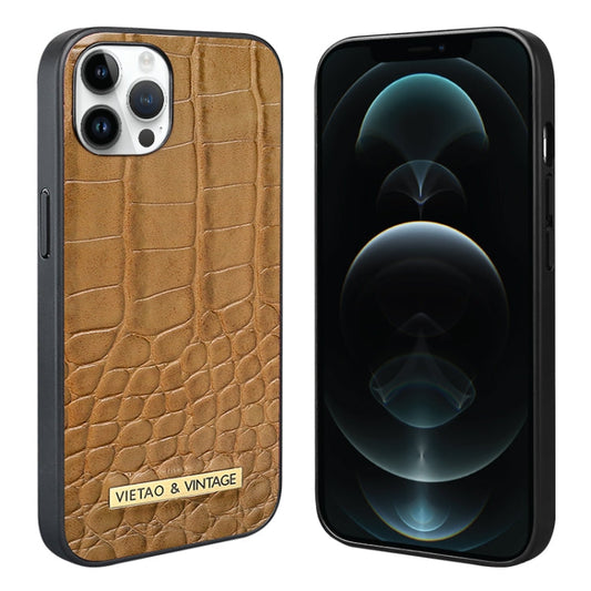 Pour iPhone 12 Pro Max VIETAO Housse de téléphone en PU avec texture alligator (marron)