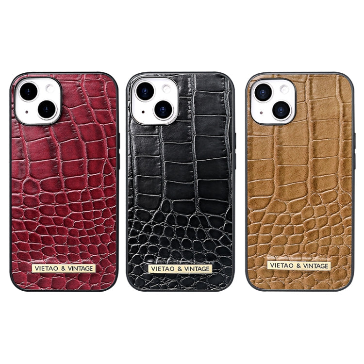 For iPhone 16 Pro Max VIETAO Alligator Texture PU Phone Case(Black)