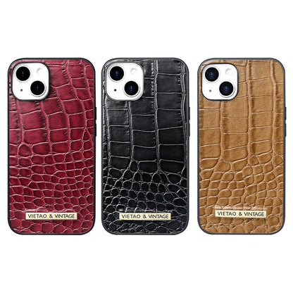 For iPhone 15 VIETAO Alligator Texture PU Phone Case(Black)
