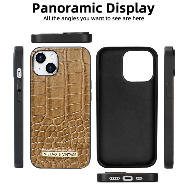 For iPhone 11 VIETAO Alligator Texture PU Phone Case(Brown)