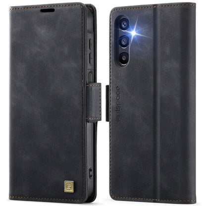 For Samsung Galaxy A15 4G / 5G AutSpace A11 Side Buckle MagSafe Magnetic RFID Phone Leather Case(Black)