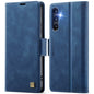 For Samsung Galaxy A35 5G AutSpace A11 Side Buckle MagSafe Magnetic RFID Phone Leather Case(Blue)