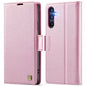 For Samsung Galaxy A35 5G AutSpace A11 Side Buckle MagSafe Magnetic RFID Phone Leather Case(Rose Gold)