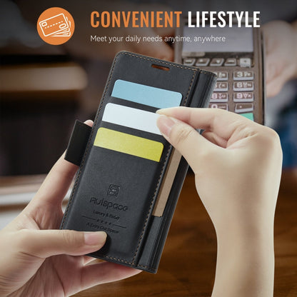 For Samsung Galaxy A54 5G AutSpace A11 Side Buckle MagSafe Magnetic RFID Phone Leather Case(Black)