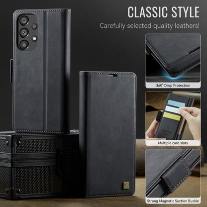 For Samsung Galaxy A52 5G AutSpace A11 Side Buckle MagSafe Magnetic RFID Phone Leather Case(Black)