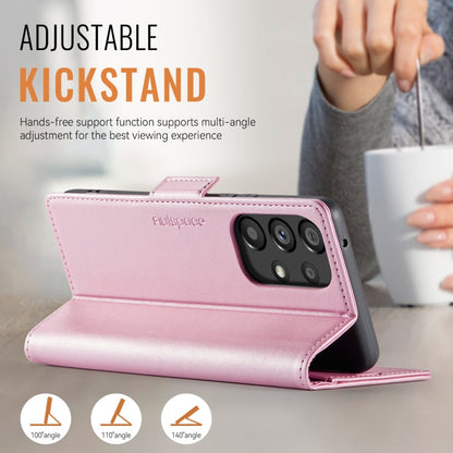 For Samsung Galaxy A52 5G AutSpace A11 Side Buckle MagSafe Magnetic RFID Phone Leather Case(Rose Gold)