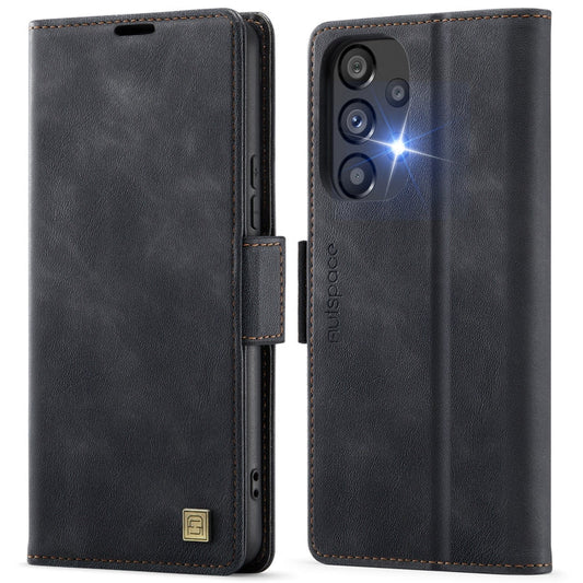For Samsung Galaxy A53 5G AutSpace A11 Side Buckle MagSafe Magnetic RFID Phone Leather Case(Black)
