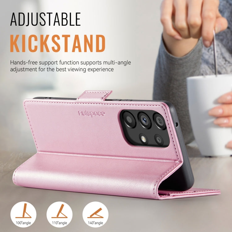 For Samsung Galaxy A53 5G AutSpace A11 Side Buckle MagSafe Magnetic RFID Phone Leather Case(Rose Gold)