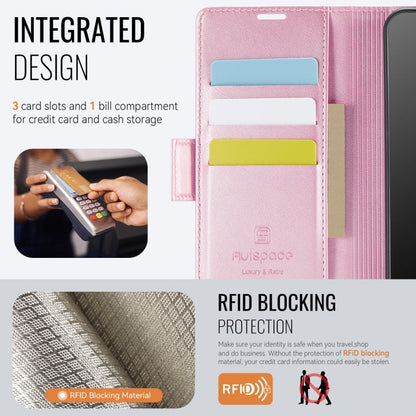 Pour Samsung Galaxy A55 5G AutSpace A11 Étui en Cuir pour Téléphone avec Boucle Latérale Magnétique MagSafe RFID (Or Rose)