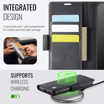 Pour Samsung Galaxy S21 FE 5G AutSpace A11 Étui en cuir avec boucle latérale MagSafe magnétique RFID (noir)