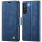 For Samsung Galaxy S21 FE 5G AutSpace A11 Side Buckle MagSafe Magnetic RFID Phone Leather Case(Blue)