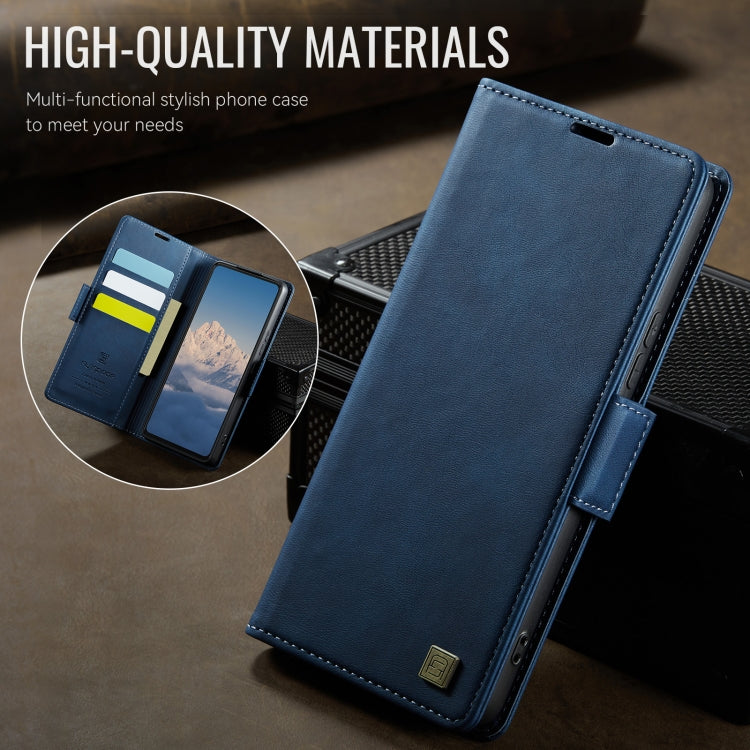 For Samsung Galaxy S22 5G AutSpace A11 Side Buckle MagSafe Magnetic RFID Phone Leather Case(Blue)