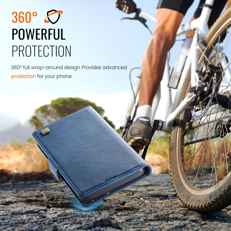 For Samsung Galaxy S22 Ultra 5G AutSpace A11 Side Buckle MagSafe Magnetic RFID Phone Leather Case(Blue)