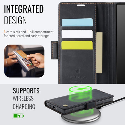 For Samsung Galaxy S23 Ultra 5G AutSpace A11 Side Buckle MagSafe Magnetic RFID Phone Leather Case(Black)