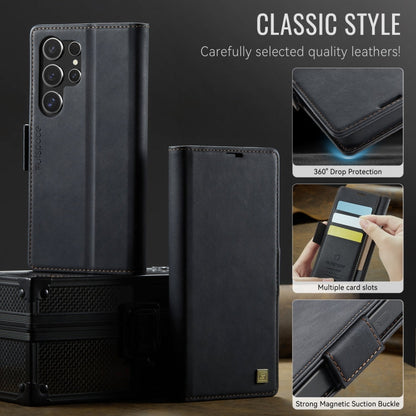 For Samsung Galaxy S25 Ultra 5G AutSpace A11 Side Buckle MagSafe Magnetic RFID Phone Leather Case(Black)