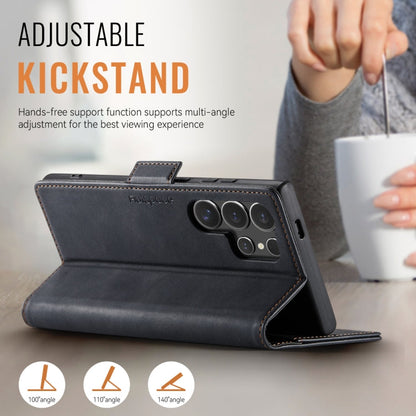 For Samsung Galaxy S25 Ultra 5G AutSpace A11 Side Buckle MagSafe Magnetic RFID Phone Leather Case(Black)