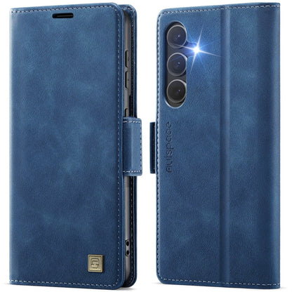 For Samsung Galaxy S25+ 5G AutSpace A11 Side Buckle MagSafe Magnetic RFID Phone Leather Case(Blue)