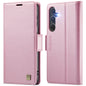For Samsung Galaxy S23 FE 5G AutSpace A11 Side Buckle MagSafe Magnetic RFID Phone Leather Case(Rose Gold)