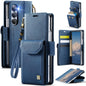 Pour Samsung Galaxy Z Fold6 5G AutSpace A23 Étui de Téléphone en Cuir PU Magnétique RFID avec Porte-Cartes (Bleu)
