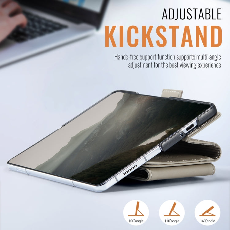 For Samsung Galaxy Z Fold6 5G AutSpace A23 Organ Card Bag Magnetic RFID PU Phone Case(Grey)
