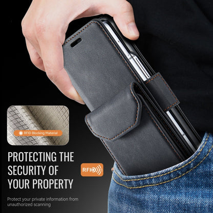 For Samsung Galaxy Z Fold6 5G AutSpace A23 Organ Card Bag Magnetic RFID PU Phone Case(Black)