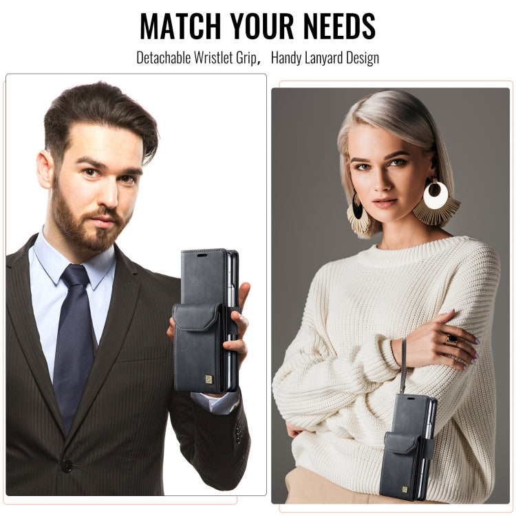 For Samsung Galaxy Z Fold6 5G AutSpace A23 Organ Card Bag Magnetic RFID PU Phone Case(Black)