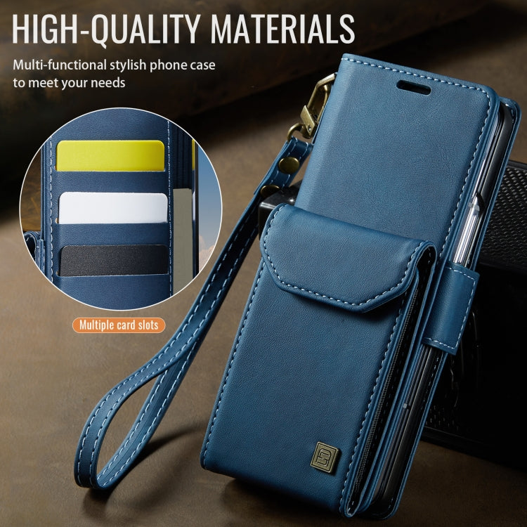 For Samsung Galaxy Z Fold5 5G AutSpace A23 Organ Card Bag Magnetic RFID PU Phone Case(Blue)