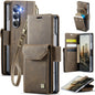 For Samsung Galaxy Z Fold5 5G AutSpace A23 Organ Card Bag Magnetic RFID PU Phone Case(Coffee)