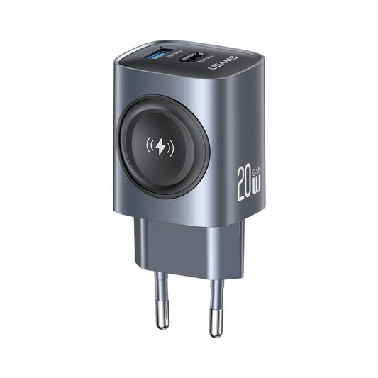 USAMS T67 20W USB and USB-C / Type-C GaN Fast Charger, Plug Type:EU Plug(Gun Color)