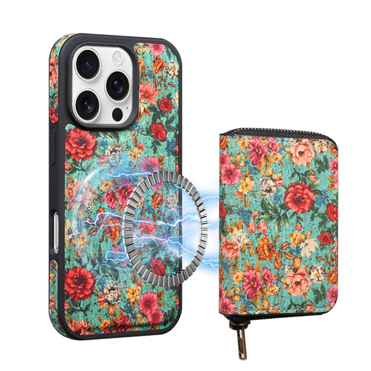 For iPhone 16 Pro Max Denior D23 MagSafe Detachable Zipper Wallet Holder Phone Case(Blue)
