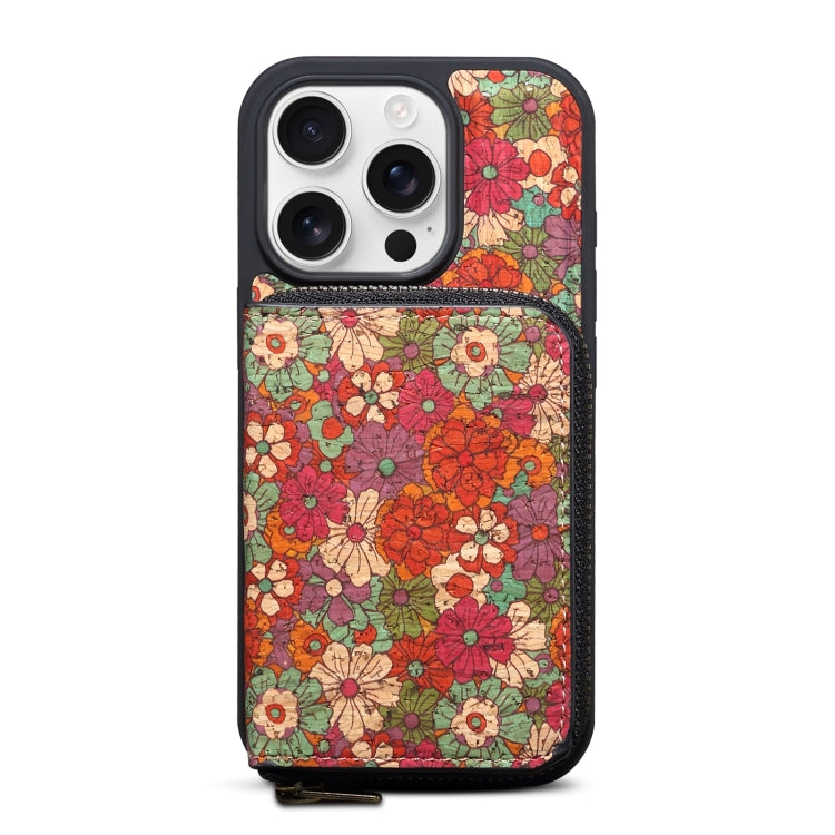 For iPhone 15 Pro Max Denior D23 MagSafe Detachable Zipper Wallet Holder Phone Case(Red)