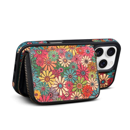 For iPhone 15 Pro Denior D23 MagSafe Detachable Zipper Wallet Holder Phone Case(Green)