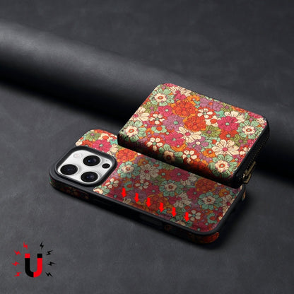 For iPhone 15 Plus Denior D23 MagSafe Detachable Zipper Wallet Holder Phone Case(Red)