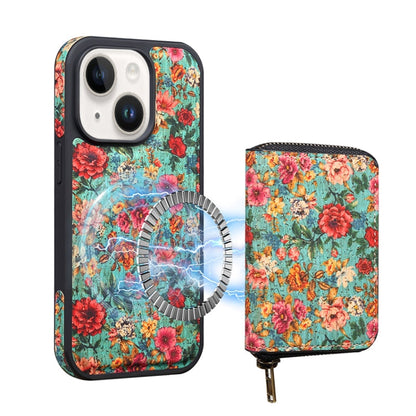 For iPhone 15 Denior D23 MagSafe Detachable Zipper Wallet Holder Phone Case(Blue)