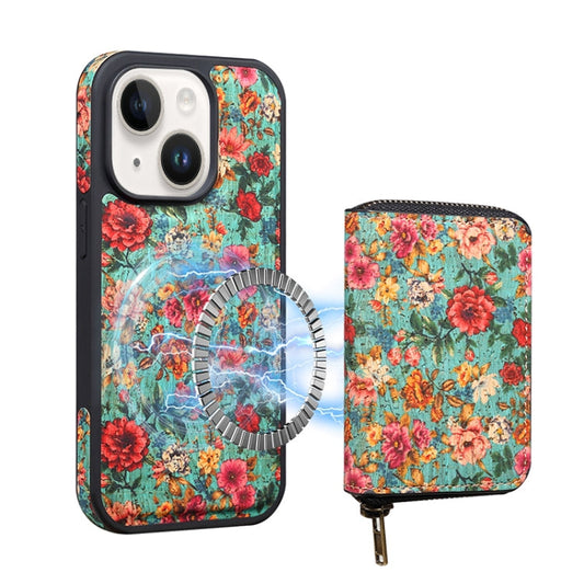 For iPhone 15 Denior D23 MagSafe Detachable Zipper Wallet Holder Phone Case(Blue)