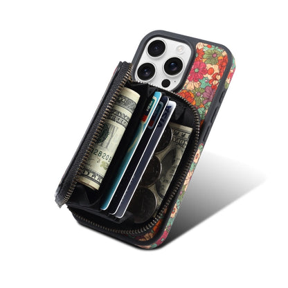 For iPhone 14 Pro Denior D23 MagSafe Detachable Zipper Wallet Holder Phone Case(Red)