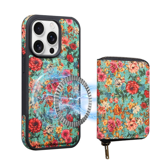 Pour iPhone 13 Pro Max Étui portefeuille avec fermeture éclair et support MagSafe amovible Denior D23 (Bleu)