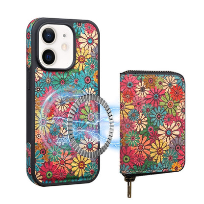 For iPhone 12 Denior D23 MagSafe Detachable Zipper Wallet Holder Phone Case(Green)