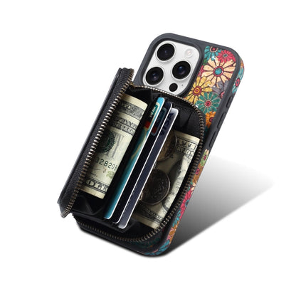 For iPhone 12 Denior D23 MagSafe Detachable Zipper Wallet Holder Phone Case(Green)