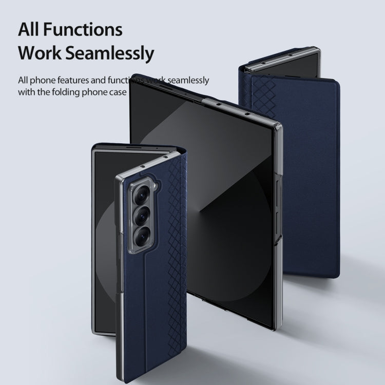 For Samsung Galaxy Z Fold Special DUX DUCIS Bril Series PU + TPU Phone Case(Blue)