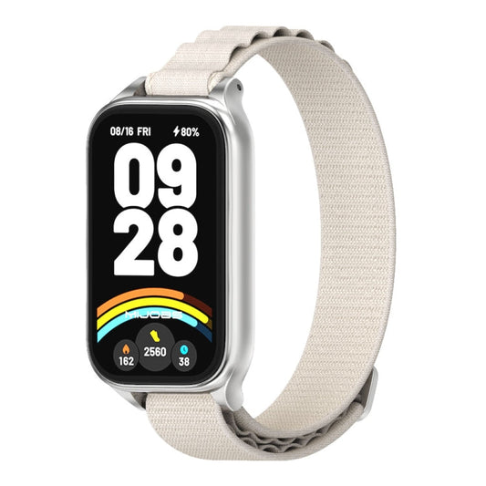 For Xiaomi Smart Band 9 Active / Redmi Band 3 Mijobs Metal Shell Nylon Watch Band(Grey Silver)