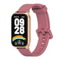 Pour Xiaomi Smart Band 9 Active / Redmi Band 3 Mijobs Bracelet de montre en silicone avec coque métallique (Rouge Vin Or Rose)