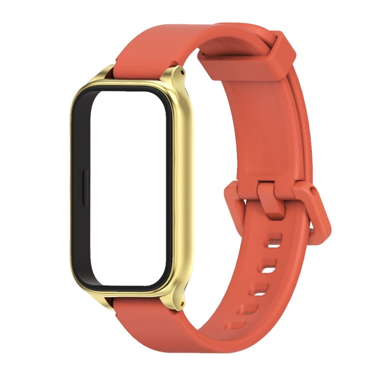 For Xiaomi Smart Band 9 Active / Redmi Band 3 Mijobs Metal Shell Silicone Watch Band(Orange Gold)