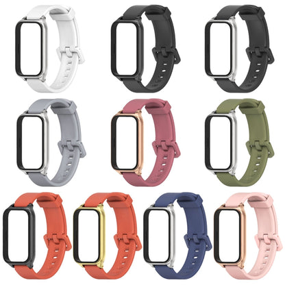 Pour Xiaomi Smart Band 9 Active / Redmi Band 3 Mijobs Bracelet de montre en silicone à coque métallique (bleu nuit argenté)