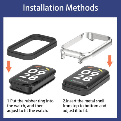 For Xiaomi Smart Band 9 Active / Redmi Band 3 Mijobs Metal Shell Silicone Watch Band(Orange Gold)