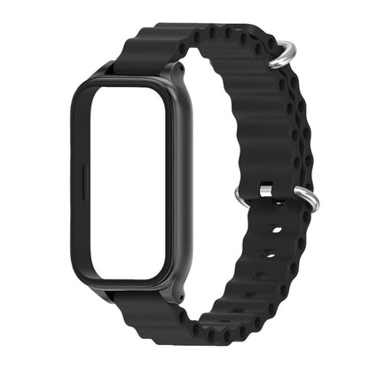 For Xiaomi Smart Band 9 Active / Redmi Band 3 Mijobs Metal Shell Marine Silicone Watch Band(Black)