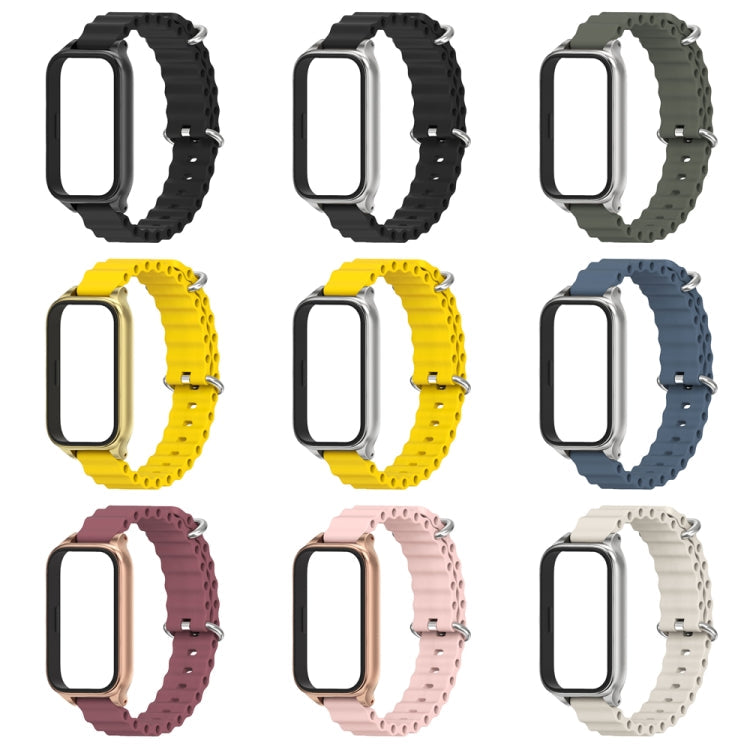 For Xiaomi Smart Band 9 Active / Redmi Band 3 Mijobs Metal Shell Marine Silicone Watch Band(Black)